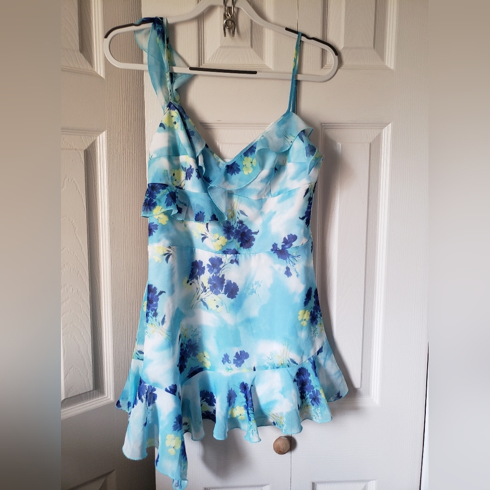 Amanda uprichard blue floral mini dress